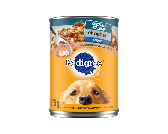 Pedigree Chopped Adult Wet Dog Food Chicken & Rice Dinner - 375g