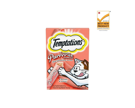 Temptations Creamy Puree Salmon Lickable Adult Cat Treats, 4 Pouches - Value pack
