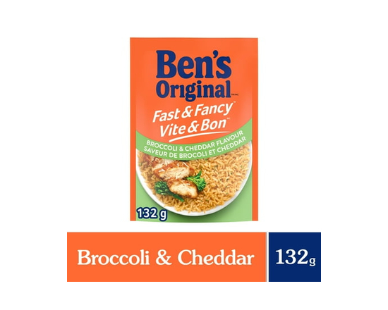 BEN'S ORIGINAL VITE & BON saveur de brocoli et de cheddar riz d'accompagnement, sachet de 132 g - 132 g
