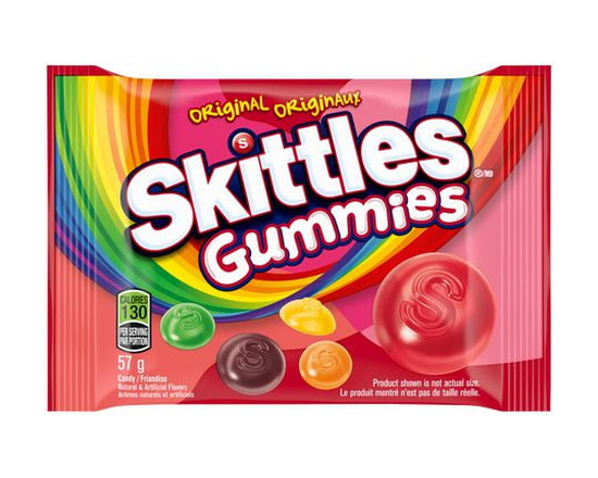 SKITTLES, Original Gummy Candy, Full Size Bag, 57 g