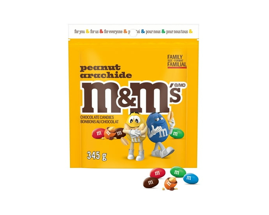 M&M'S, Peanut Milk Chocolate Candies, Family Bag, 345g - 345g