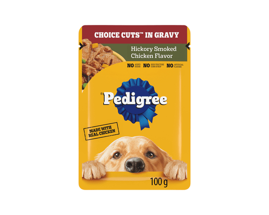 Pedigree Choice Cuts in Gravy Hickory Smoked Chicken Flavour Pouch Adult Wet Dog Food - Single serve;Not Applicable;100g;0-100g