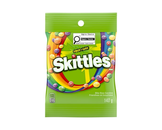 SKITTLES, Double Sour Chewy Candy, Bag, 140g - 140G