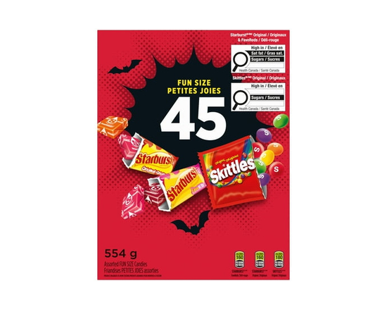 SKITTLES and STARBURST Fruity Halloween Fun Size Candies 45 Count - 45CT