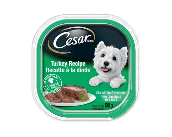 Cesar Classic Loaf in Sauce Turkey Recipe Soft Wet Dog Food - Single serve;Not Applicable;100g;0-100g