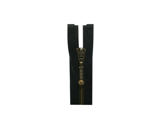 COSTUMAKERS One-Way Separating Zipper #5 Antique Brass Metal Teeth 65 cm (25.6 in) Black, tab pull - 65 cm (25.6 in)