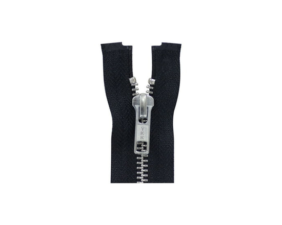 COSTUMAKERS One-Way Separating Zipper #5 Silver Metal Teeth 75 cm (29.5 in) Black - 75 cm (29.5 in)