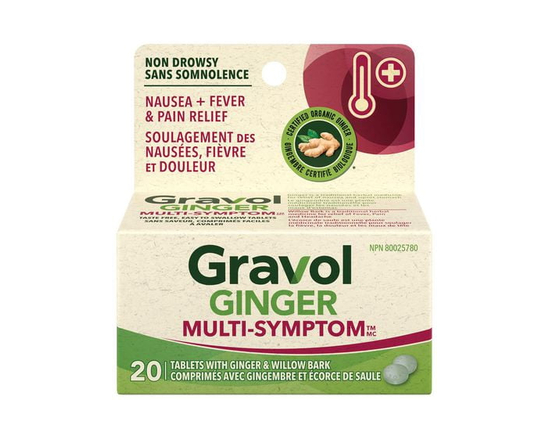 Gravol Ginger Multi-Symptom Cold and Fever Tablets with Willowbark