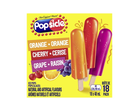 Popsicle Orange, Cherry & Grape Ice Pops - 864ML