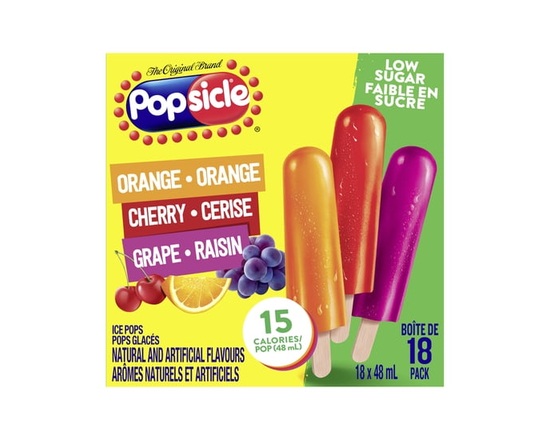 Popsicle Orange, Cherry & Grape Low Sugar Ice pops - 18 count
