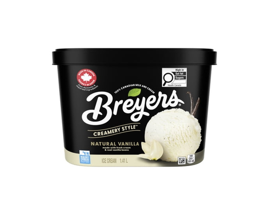 Breyers Creamery Style Ice Cream with Real Vanilla Beans Natural Vanilla 100% Canadian Dairy in a Tub 1.41 L - 1.41L