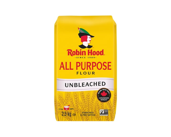 Robin Hood Unbleached All Purpose Flour, Made with 100% Canadian Wheat, 2.5kg - 2.5 kg