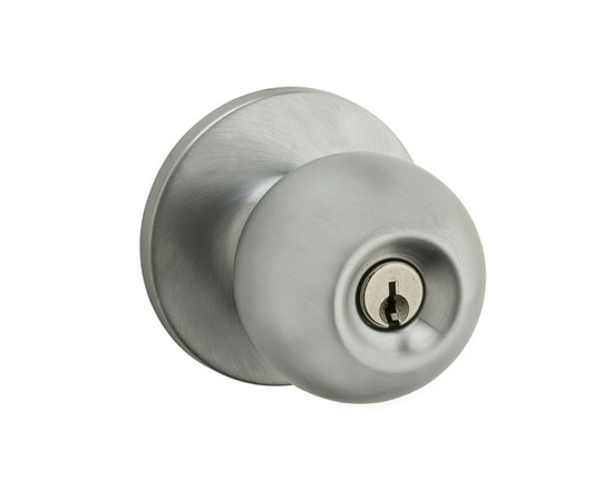 Weiser Safe Lock Regina Satin Chrome Exterior Door Knob/Entry Door Handle with Key