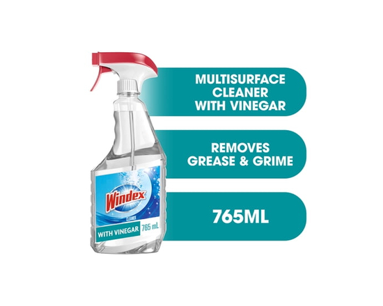 Windex Multi Surface Cleaner with Vinegar, Multi Purpose Cleaner, Glass Cleaner, 765ml - 950ml