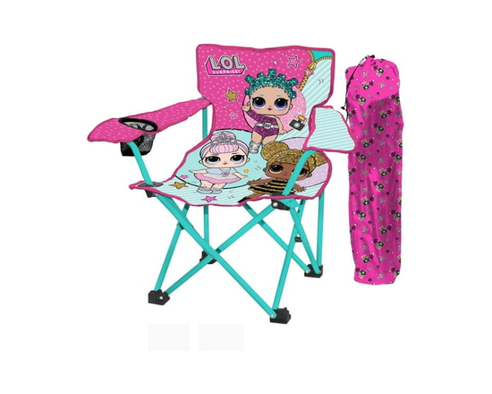 Danawares LOL Surprise Polyester Camp Chair with Cup Holder and Carry Bag for Kids, Folding Camp Chair