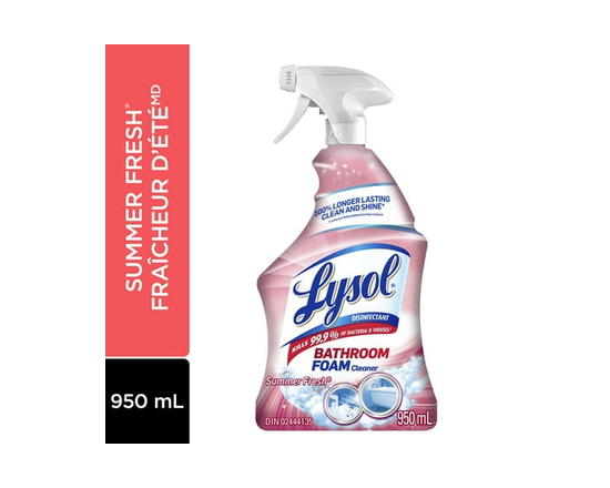 Lysol Bathroom Cleaning- Bathroom Cleaner Spray,Multi-surface cleaner trigger, Bathroom Foam, Summer Fresh, Powers Through Soap Scum, 950 mL - 950 mL