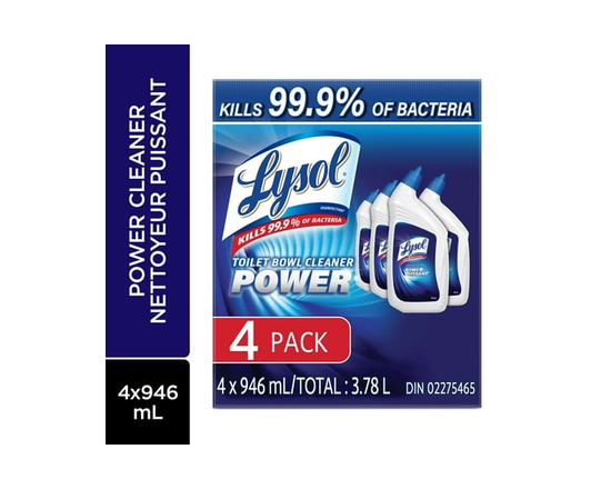 Lysol Bathroom Cleaning- Toilet Bowl Cleaner, Power, Family Pack, 10X Cleaning Power, 4 x 946 mL - 946 mL