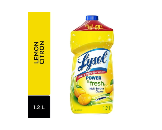 Lysol All Purpose Cleaner, Pour, Lemon, Multi Surface Cleaner, 1.2 L - 1.2 L