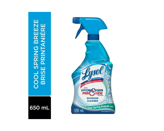Lysol Bathroom Cleaner Spray, Power and Free Trigger, Cool Spring Breeze, Hydrogen Peroxide, 650 mL - 650 mL