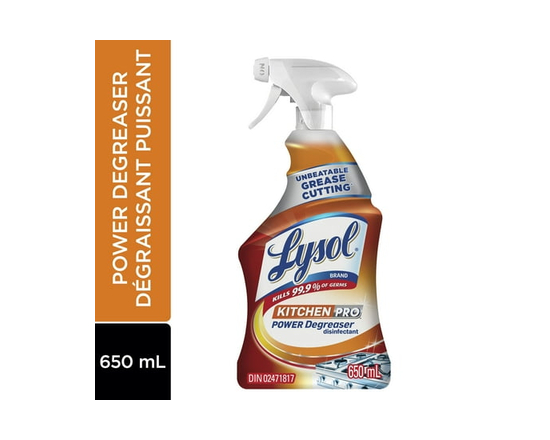 Lysol Antibacterial Kitchen Cleaner, Kitchen-Pro Power Degreaser, Unbeatable Grease Cutting, 650 mL - 650 mL
