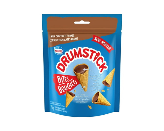 DRUMSTICK Bites, Decadent Milk Chocolatey Mini Wafer Cone Bites, For Snacks - 76g