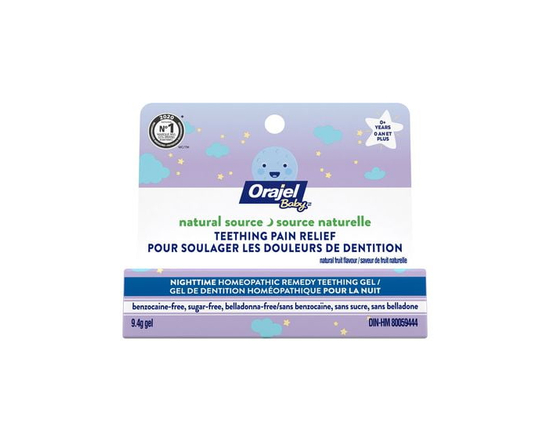 Orajel Baby Natural Source Homeopathic Nighttime Teething Gel with Chamomile – Soothes Gum Pain and Supports Comfort and Relief; Safe For Baby, 9.5 Gr
