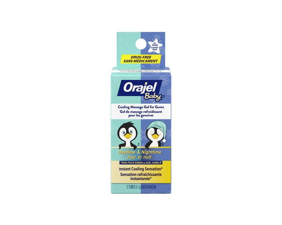 Orajel Baby Daytime and Nighttime Drug-Free Cooling Gels for gums, 2 x 5.1g