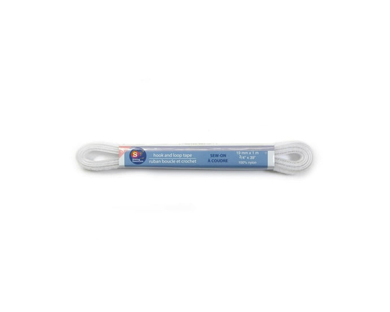 ESPRIT Sew-On Hook and Loop Tape, White, 19 mm (0.75 in) × 1 m (1.09 yd) - 19 mm x 1 m