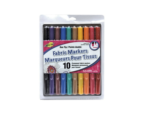 FABRIC FUN Fabric Markers, Dual Tips, Primary Colours, Set of 10