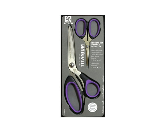 TITECH Scissor Gift Set — 8.5" Dressmaker & 4.5" Embroidery, Titanium‑Coated Blades