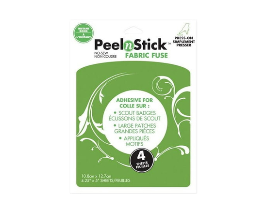 HEATnBOND Fabric Fuse Peel‑&‑Stick Sheets, 4¼″ × 5″ — No‑Sew, Machine‑Washable (4 Sheets)
