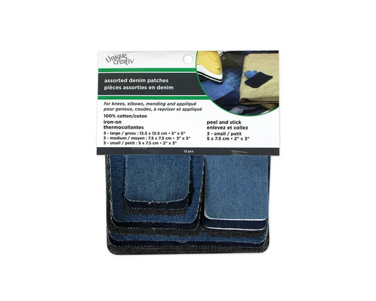 Assortiment de pièces en denim thermocollantes Unique Creativ - Assorti