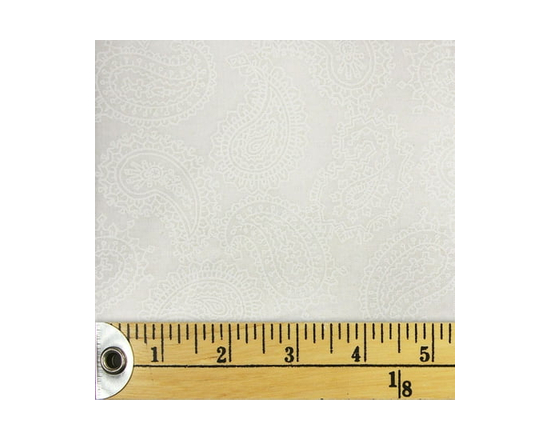 Fabric Creations White Paisley Cotton Fat Quarter 45 × 53 cm (18 × 21 in), Grey - 18" x 21"