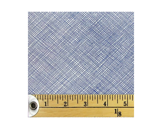Fabric Creations White with Denim Blue Pencil Crosshatch Fat Quarter Pre-Cut Fabric - 18" x 21" / 45cm x 53cm - 18" x 21"