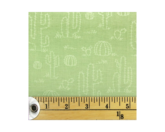 Fabric Creations Green with White Desert Cacti Fat Quarter Pre-Cut Fabric - 18" x 21" / 45cm x 53cm