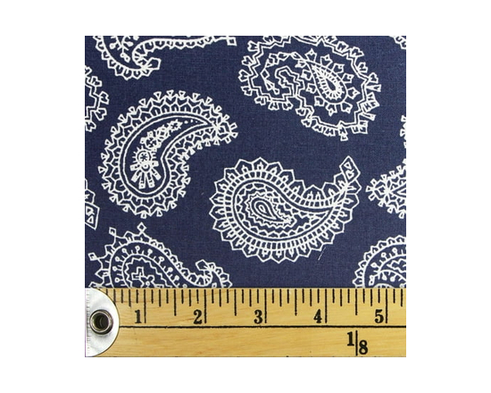 FABRIC CREATIONS Fat Quarter 45 × 53 cm (18 × 21 in) Navy with White Paisley, 18x21 - 18" x 21"