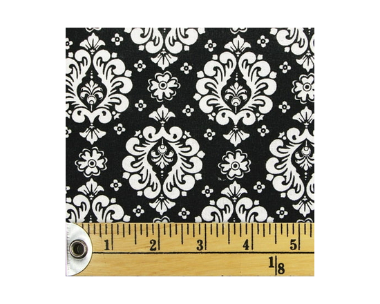 Fabric Creations Black with White Damask Fat Quarter Pre-Cut Fabric - 18" x 21" / 45cm x 53cm - 18" x 21"