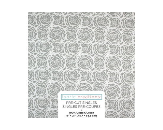 FABRIC CREATIONS Cotton Fat Quarter 45 × 53 cm (18 × 21 in) Grey Floral - 18" x 21"