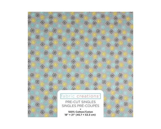 FABRIC CREATIONS gris avec fleurs colorées tissu fat quarter prédécoupé - 46 cm (18 po) × 53 cm (21 po)/45 cm (17.7 po) × 53 cm (20.9 po), 18x21 - 18 
