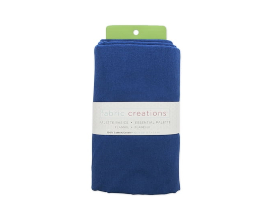 FABRIC CREATIONS 100% Cotton Flannel Pre-cut Fabric, Blue - 2 yards x 42" (Blue)