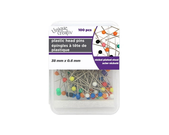 Unique Creativ Assorted Colour Plastic Head Pins