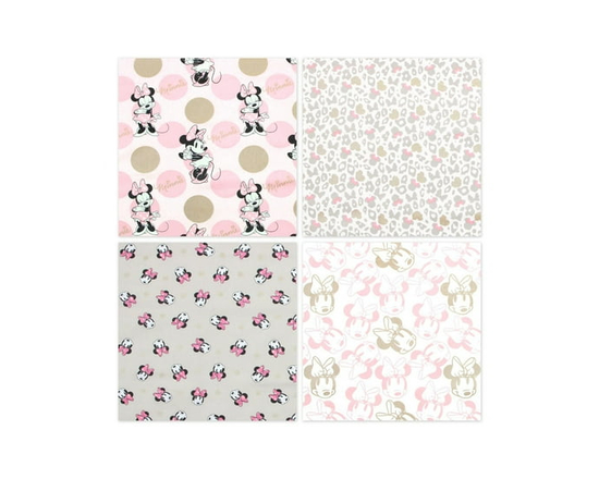 FABRIC CREATIONS Disney Minnie Mouse 4 Piece Cotton Fat Quarter Bundle, 4x18x21 - 18" x 21"