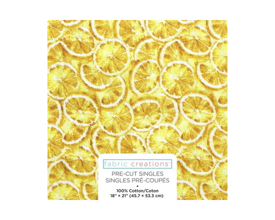 FABRIC CREATIONS Lemonade Lemon Slices Fat Quarter 45 × 53 cm (20.9 in), Yellow, 18x21 - 18" x 21"