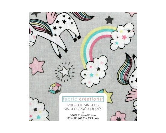 Fabric Creations Grey with Forest Animals and Toadstools Fat Quarter Pre-Cut Fabric - 46 cm (18 in) × 53 cm (21 in)/45 cm (17.7 in) × 53 cm (20.9 in),