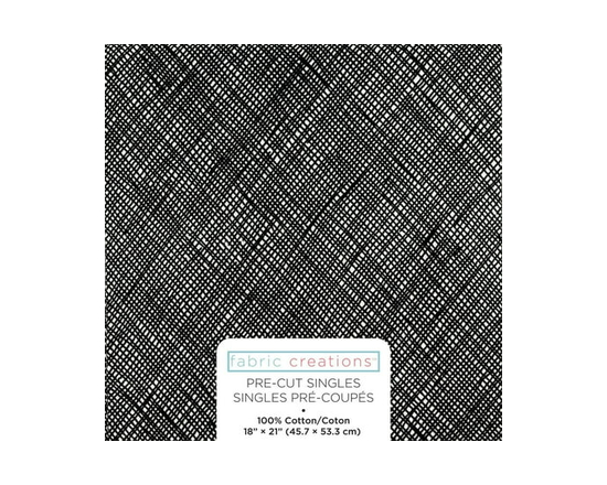 FABRIC CREATIONS White Black Pencil Crosshatch Fat Quarter, 45 × 53 cm (18 × 21 in) - 18" x 21"