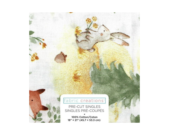 FABRIC CREATIONS White with Foxes Cotton Fat Quarter 45 × 53 cm (18 × 21 in), Forest - 18" x 21"
