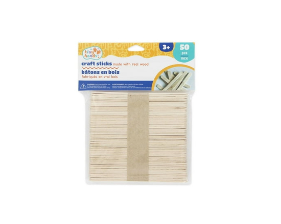 TINY HANDS en bois bâtonnets de bricolage - paquet de 50, Real bois, 11.4 cm (4.5 po) × 0.9 cm (0.4 po) (4.5" × ⅜"), 11.5 cm (4.5 po), 50 pièces - 11,
