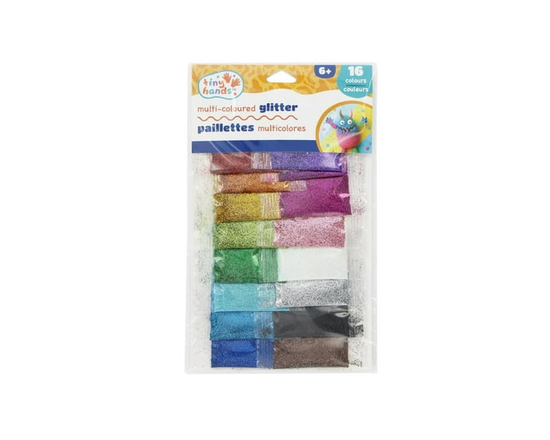 TINY HANDS Glitter Set — 16 Colours, 5 g Vials (Ages 6+) - 5 g