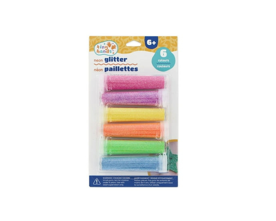 TINY HANDS Neon Glitter 6-Colour Craft Pack, Ages 6+, 6pcs