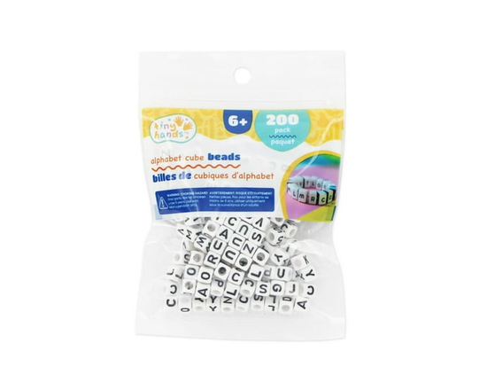 TINY HANDS Alphabet Cube Beads, 200 pc, 6 mm (0.24 in), Age 6+, 200pcs